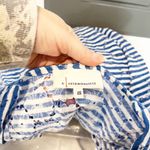 Anthropologie  3/4 Sleeve Striped Open Cropped Eyelet Cardigan Top Blue White O/S Photo 2