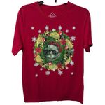 Well Worn  Womens Christmas Cat T-shirt Size‎ Medium Red Holographic Holiday Photo 0