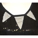 Olsenboye Black Sleeveless Sequins Party Cocktail Dress Size L Deep V Back LBD Photo 2