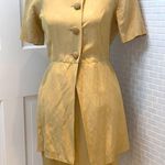 YL by Yair silk/linen golden khaki short sleeve tunic/ skirt suit.Size 6.Vintage Photo 0