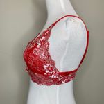 Red Sheer Lace Bralette Bra Sz Medium Photo 2