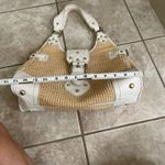 Rafe Woven Straw Hobo Bag White Leather Trim Studded Accents Cute Chic Purse Tan Photo 9