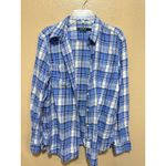 Ralph Lauren Lauren ‎ Denim Plaid Button Down Shirt Womens Small Blue White Photo 6