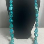Turquoise The Lucky Stone Necklace and Bracelet Set Large Stones New Long Blue Photo 1