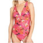 Old Navy Tie-Back One-Piece Swimsuit in Wild Pink Cheetah, Size XL Photo 1