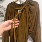 Joan Vass  Split Neck Blouse in Moss Photo 4