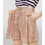 Maje 💕💕 Paillette Pleated Sequined Tulle Shorts High Rise ~ Metal Pink 34 NWT Photo 6