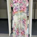 Night Way multi color flor print high low off shoulder midi maxi dress 2 Photo 5