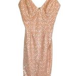 Milly  of New York Pink Peach Sequin Dress V Neck Size 2 Glitzy 1950s Retro Sexy Photo 0
