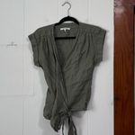 frame denim Frame Army‎ Green Linen Wrap Top XS Photo 2
