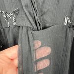 Ulla Popken Dress‎ Womens 28/30 Black Midi Sheer Sequin Star Flyaway 3/4 Sleeve Photo 8