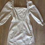 7 For All Mankind  Cream Faux Leather Puff sleeve dress Photo 0