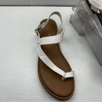 Joie  Flat Sandal Women 10 Lennox White Cushioned Vegan Leather Toe Ring Shoes Photo 2