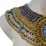 Ancient Egyptian Revival Beaded Scarab Collar
Necklace Handmade Statement Piece Gold Photo 6