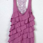 Eyelash Couture Y2k Pink Ruffled Cutout Racerback Tank Top Photo 0