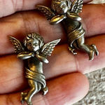 JJ Jonette removable cherub silver tone earrings Photo 0