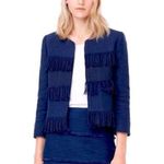 Mango Navy Cropped Fringe Blazer Photo 0