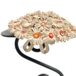 Vintage 40s 50s Roos Bros. Muller Floral Fascinator Juliet Hat Orange Photo 1