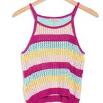 BCBGeneration BCBG Pink Multi High Neck Halter Stripe Knit Sweater Tank Photo 8