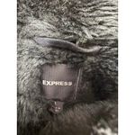 EXPRESS  Black Faux Suede Fur Lined Moto Jacket Womens Size Large Photo 3