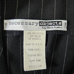 90s Vintage Black Pinstripe V Neck Ruffle Hem Bodycon Dress USA Made Size Medium Photo 5