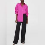 Theory NEW Oversized Button-Front Shirt Carnation Luxe Long Sleeve Photo 10