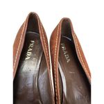 Prada  LEATHER KITTEN HEEL LOAFER PUMP BROWN SIZE 7, EURO 37.5 Photo 9