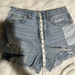 American Eagle size 6 High Rise rainbow patchwork 90’s Boyfriend Shorts Photo 9