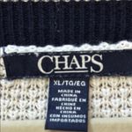 CHAPS  White & Navy Preppy Varsity Pull Over V-Neck Tennis 100% Cotton Sweater XL Photo 3