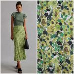 💕FAVORITE DAUGHTER💕 The Gwen Satin Midi Skirt ~ Green Floral Print XL NWOT Photo 1