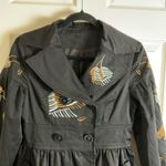 Woman’s Black Embroidered Coat with pockets size small Photo 3