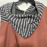 Doublju Dusty Rose Pullover, Gray & White Striped Hood & Sleeves Pockets Sz XL Pink Photo 2