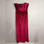 Entro NWT  Strapless Velvet Jumpsuit Raspberry Pleated Wide Leg Pockets Sz Large Photo 1