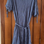 Ariat  Button Up Dress Women’s XL Blue Aztec Belted Tie Waist Western Photo 0