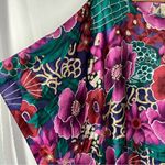 Vintage California Dynasty Purple & Teal Floral Satin Midi Kaftan L Size L Photo 6