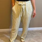 Primark linen pants from Ireland paper bag style yellow stripe straight wide palazzo Photo 0