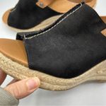 Dolcetta  Black Faux Suede Peep Toe Wedge Espadrille Sandals 8.5 Peep Toe Beachy Photo 8