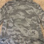 Jane and Delancey Gray Camouflage Longsleeve shirt with hoodie, ruffled at bottom Photo 4