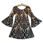 Unbranded Black & Tan Bell sleeve mod mini dress Size M Photo 0