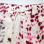 Raga Pink Burgundy Cream Beige Silver Tie-Dye Watercolor Dotted Hippie Shorts S Photo 2