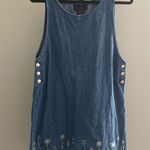 Denim & Co. Vintage Denim Jean Jumper Dress with Ribbon Floral Detail Size Small Blue Photo 0