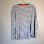 Rachel Parcell  Grey Striped Thermal PJ Shirt Women’s L Pajamas Waffle Knit Fall Photo 3