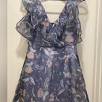 Tobi Blue Floral Organza Double Ruffle Sleeve & Neckline Mini Dress - S Photo 14