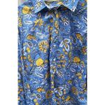Talbots  Women’s Sz L Classic Button Shirt Botanical Blue Sunflower Spring Photo 10