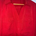 Cato Women's Red Button-Up Blouse Long Sleeve Pocketed Collared Casual V-Neck XL Photo 2