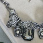 Boutique Oxidized Silver Statement Necklace with Smokey Grey Crystal Stones Photo 2