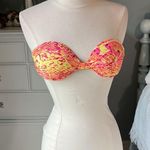 Xhilaration Bikini top pushup  M strapless Swimsuit Underwire Pink Yellow Photo 5
