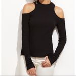 ✨Black Cold Shoulder Ribbed T Photo 2