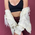 80s VINTAGE WESTERN CREAM KNIT FRINGE CARDIGAN SWEATER COWGIRL BOHO CHIC White Size M Photo 2