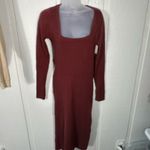 ASOS  Knit Maroon Square Neckline Long Sleeve Sweater Dress Size 6 NWOT Photo 2